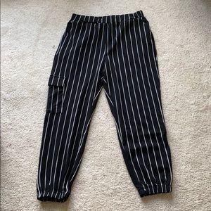 pinstripe joggers with pockets